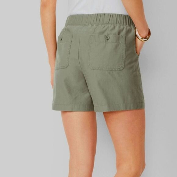 Talbots Sage Green Flat Front Utility Pull On Shorts Athleisure Boho - Picture 2 of 8